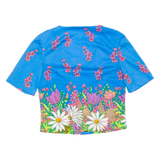 BELDONA Womens Printed Blouse Blue V-Neck Floral S
