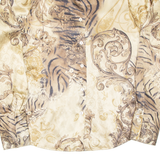 Womens Printed Blouse Gold Collared Long Sleeve Silk Paisley S