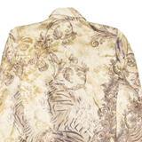 Womens Printed Blouse Gold Collared Long Sleeve Silk Paisley S
