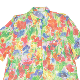 BETTY Sheer Womens Printed Blouse Green Collared Floral L