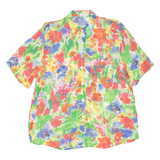 BETTY Sheer Womens Printed Blouse Green Collared Floral L