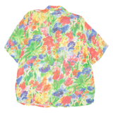 BETTY Sheer Womens Printed Blouse Green Collared Floral L