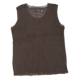 LINA Womens Printed Vest Brown Sleeveless Spotted XL