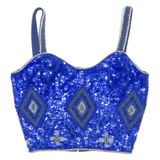 CLASS INTERNATIONAL Womens Cropped Top Blue Sleeveless S