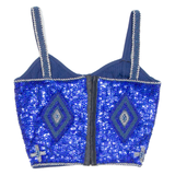 CLASS INTERNATIONAL Womens Cropped Top Blue Sleeveless S