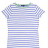 CREW CLOTHING Womens T-Shirt Dress Purple Striped Short Sleeve Knee Length UK 12