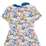 CATH KIDSTON Womens A-Line Dress Blue Floral Short Sleeve Knee Length UK 12