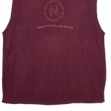 NAUTICA Womens Patterned Vest Maroon V-Neck Chunky Knit Sleeveless 2XL