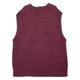 NAUTICA Womens Patterned Vest Maroon V-Neck Chunky Knit Sleeveless 2XL