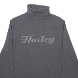 HARLEY DAVIDSON Womens Patterned Jumper Grey Roll Neck Tight Knit M