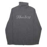 HARLEY DAVIDSON Womens Patterned Jumper Grey Roll Neck Tight Knit M