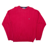 CHAPS RALPH LAUREN Mens Patterned Jumper Red Herringbone Chunky Knit L