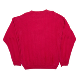 CHAPS RALPH LAUREN Mens Patterned Jumper Red Herringbone Chunky Knit L