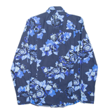 BIKKEMBERGS Mens Plain Shirt Blue Floral Long Sleeve M