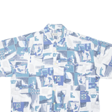 HAPPY LIFE Mens Shirt White Crazy Pattern L