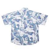 HAPPY LIFE Mens Shirt White Crazy Pattern L