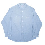 YES USA Mens Plain Shirt Blue Long Sleeve M