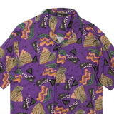 PULL&BEAR Mens Shirt Purple Crazy Pattern S