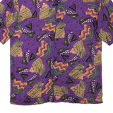 PULL&BEAR Mens Shirt Purple Crazy Pattern S