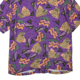 PULL&BEAR Mens Shirt Purple Crazy Pattern S