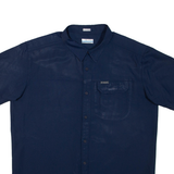 COLUMBIA Mens Plain Shirt Blue L