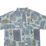 CANDA Mens Shirt Blue Crazy Pattern 2XL
