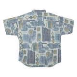 CANDA Mens Shirt Blue Crazy Pattern 2XL