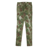 GUESS Floral Distressed Womens Jeans Green Slim Skinny W25 L32