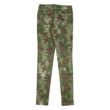 GUESS Floral Distressed Womens Jeans Green Slim Skinny W25 L32