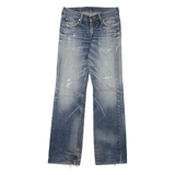 LEVI'S 536 Distressed Mens Jeans Blue Regular Straight Stone Wash W28 L32