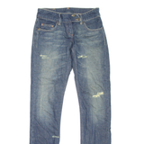 RIVER ISLAND Distressed Womens Jeans Blue Slim Straight Stone Wash W26 L31