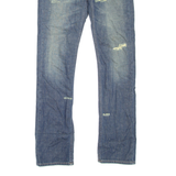 RIVER ISLAND Distressed Womens Jeans Blue Slim Straight Stone Wash W26 L31