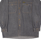 EXPLORER Mens Denim Shirt Grey Long Sleeve M