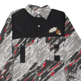 Mens Shirt Grey Crazy Pattern Long Sleeve L