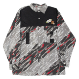 Mens Shirt Grey Crazy Pattern Long Sleeve L