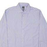 CALVIN KLEIN Slim Fit Mens Shirt Purple Striped Long Sleeve L