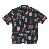 PULL & BEAR Mens Shirt Black Viscose Crazy Pattern S