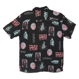 PULL & BEAR Mens Shirt Black Viscose Crazy Pattern S