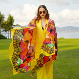 Anyyou Luxury 100% Mulberry Silk Butter Yellow Long Scarf Women Beach Shawl Pashmina Wrap Swimwear Cover-Up Foulard