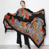 Anyyou 100% Merino Wool Black Neck Wrap Silk Satin Large Winter Scarf Pashmina Shawl Bandana Perfect For Women Ladies Fashion Style