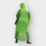 Aphrodite Neon Lime Holiday Resort Midi Dress With Hoodie -Inclusive Plus Size up to UK 16 / US 12