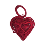 Heart Basket Bag Pink - Straw Bag - Iraca Palm Handbag, Top Handle Purse