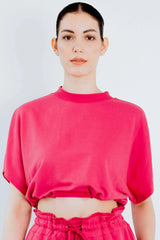 Upcycled - Playsuit Crop Top in Pink