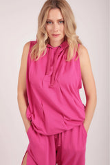 Upcycled - Sleeveless Gender Neutral Hoodie in Pink