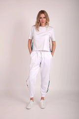 Upcycled - T-shirt in White with Paint Stroke Detail