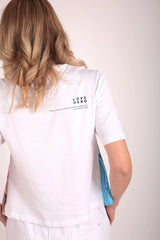 Upcycled - T-shirt in White with Paint Stroke Detail