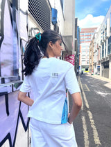 Upcycled - T-shirt in White with Paint Stroke Detail