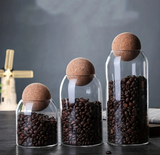 Anygleam Condiments Container 3Pcs Glass Jar Storage With Cork Ball Lids Canister