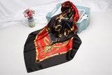 Anyyou Fashion Premium Satin Square Scarf – Black Red Elegant Silk-Feel Neckwrap for Women