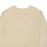 CARHARTT Mens T-Shirt Cream Long Sleeve XL